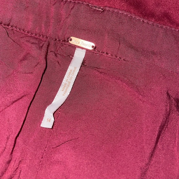 NWT Free People Nightfall Vegan Suede Pomegranate Waist Tye Pants Size 14 - Picture 11 of 16